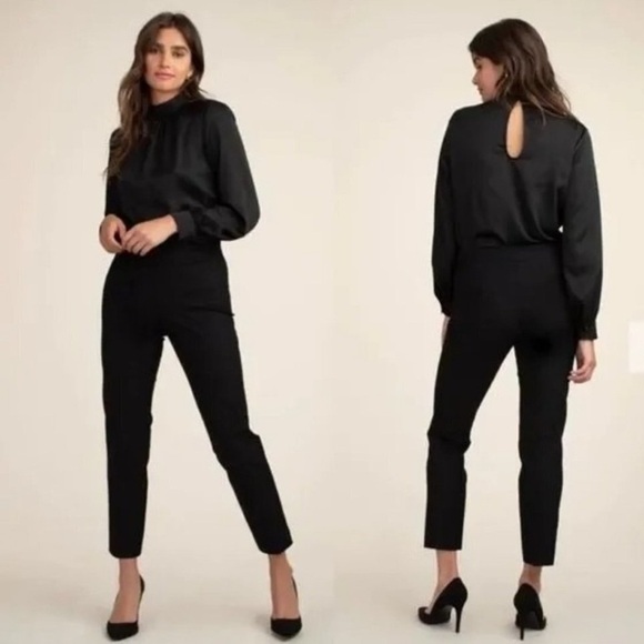 NWT Trina Turk Montebello Black Ankle Crop Pull On Pants Flat Front Flattering 6 - Picture 1 of 8